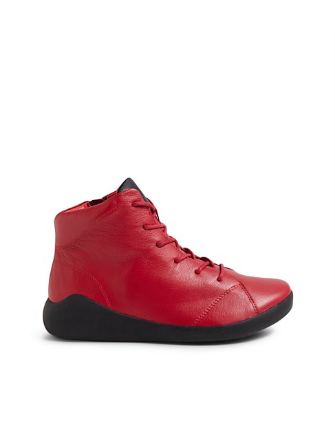 Yorkers XW Dark Red Black Leather Lace Up Boots