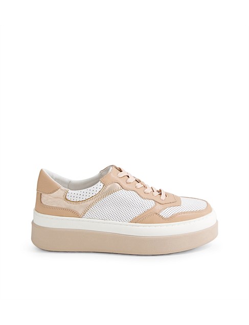 Awvane White Dark Nude Leather Sneakers