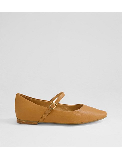 Sarro Dark Tan Leather Mary Janes