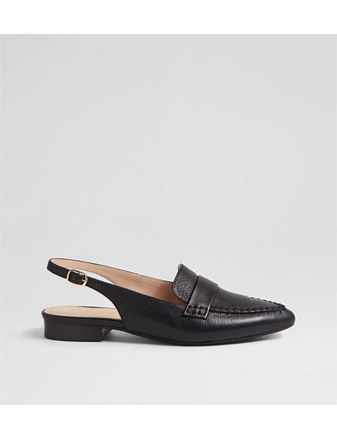 Deneesa Black Leather Flats