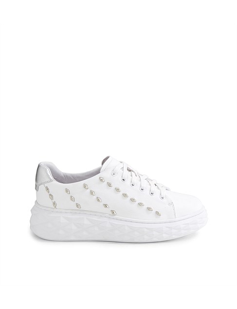 Iraz White Silver Leather Jewels Sneakers