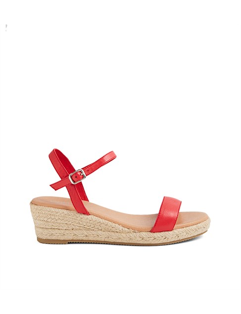 Sofi Red Natural Rope Leather Espadrilles