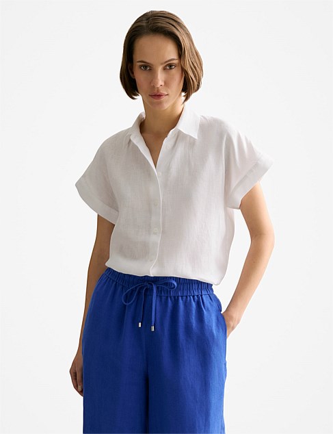 Linen Relaxed Cap Sleeve Shirt