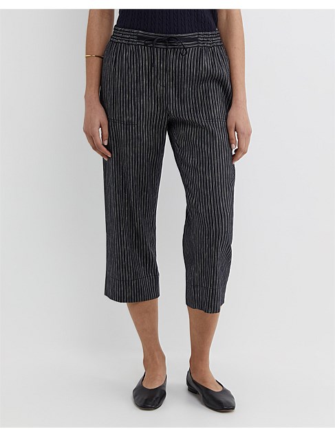 ROSA STRIPE CROP LINEN PANT