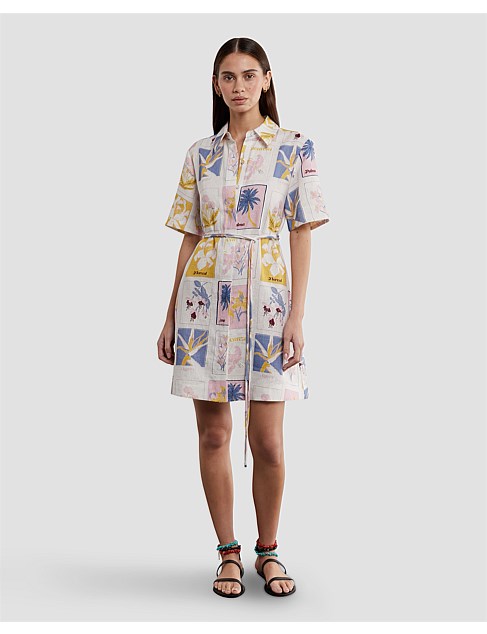 AIMEE LINEN POSTCARD DRESS