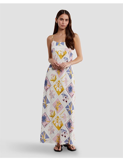 ARIA POSTCARD BIAS SLIP DRESS