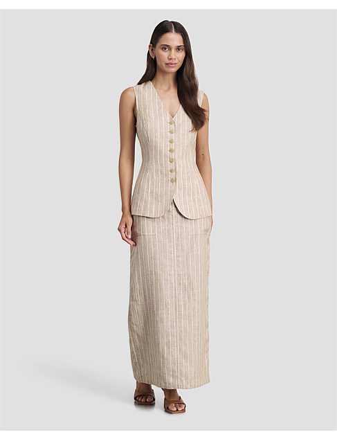 SABINE LINEN STRIPE SKIRT