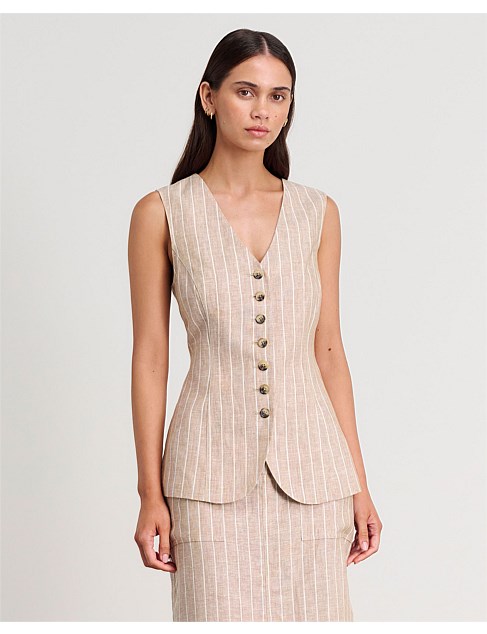 KAYLA STRIPE LINEN VEST