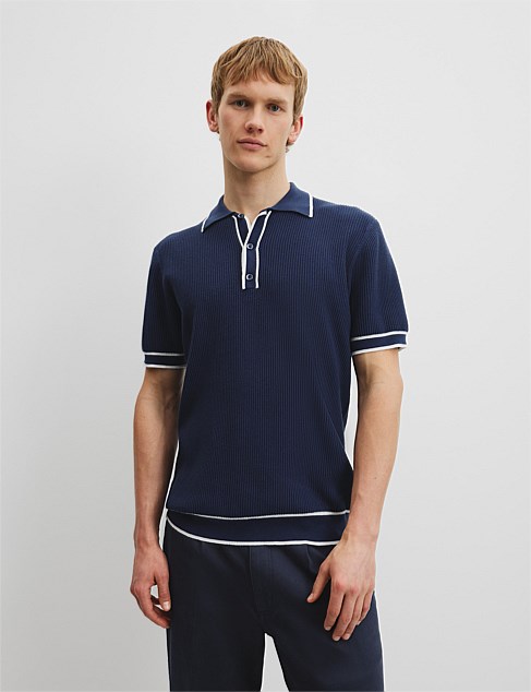 Australian Cotton Blend Tipped Knit Polo