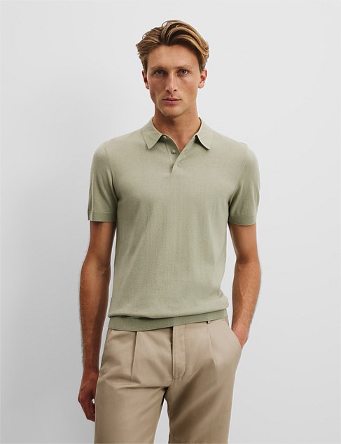 Cotton Silk Button Knit Polo