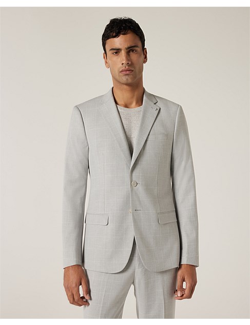 Slim Stretch Windowpane Check Tailored Jacket