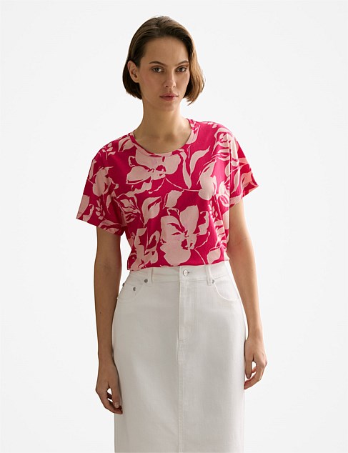 Pima Cotton Tonal Floral T-shirt