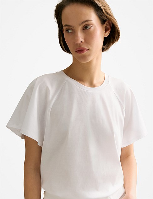 Cotton Interlock Raglan Flutter Sleeve T-shirt