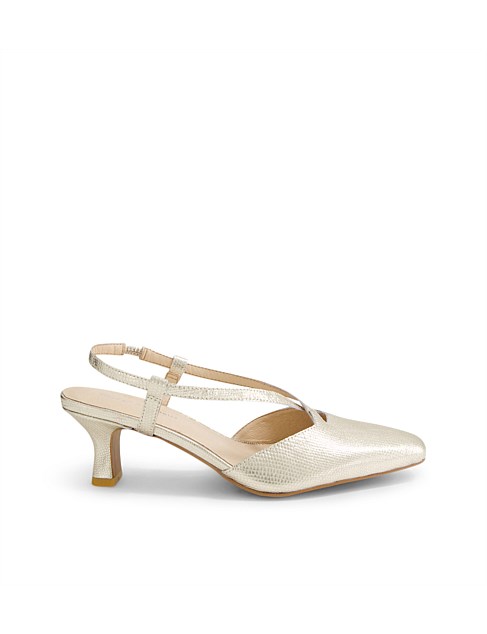 CADMAN CHAMPAGNE PEBBLE LEATHER HEELS