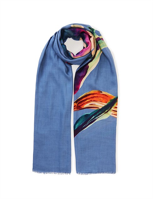 BOTANIC WATECOLOUR SILK SCARF 70 X 180