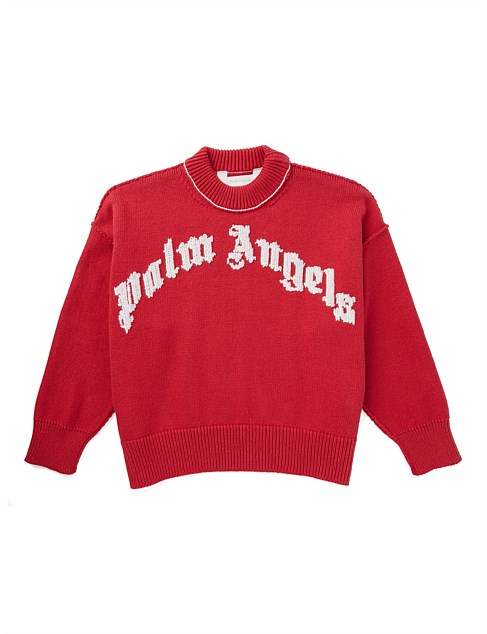 CURVED LOGO KNIT CREW RED WHITE ( 4-12)