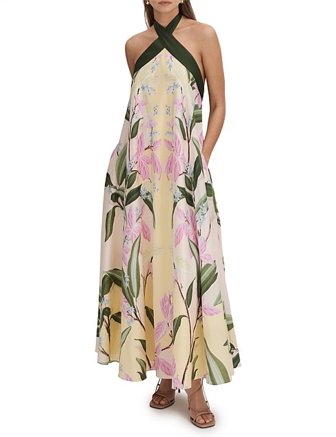 Printed Halter Neck Midaxi Dress