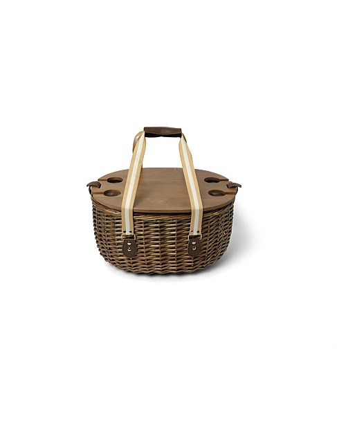 Burleigh Willow Picnic Basket for 4 with Timber Table Lid