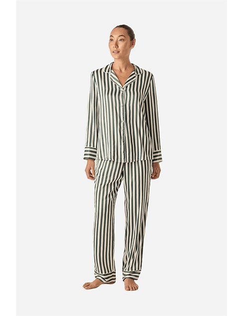 GREEN STRIPE SATIN PJ