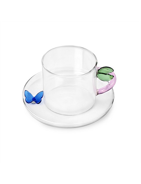 FRUITS & FLOWERS TEACUP W/ SAUCER LEAF