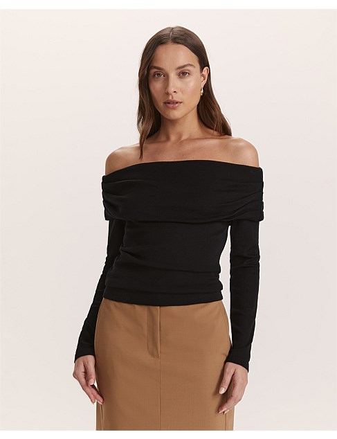 COCO OFF SHOULDER LONGSLEEVE WOOL TOP