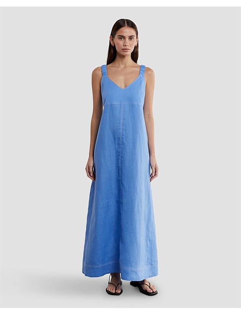 SARA LINEN MIDI DRESS