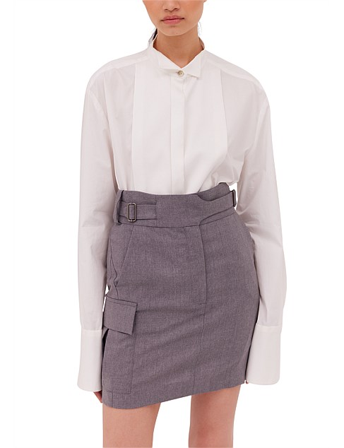 GREY WOOL PIVOT SKIRT