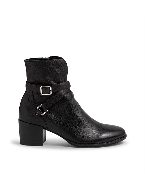 Melvine Black Leather Ankle Boots