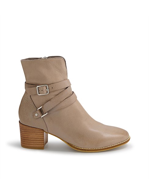 Melvine Taupe Leather Ankle Boots