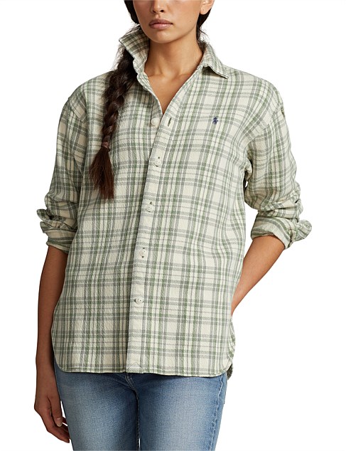 RELAXED FIT PLAID COTTON SHIRT