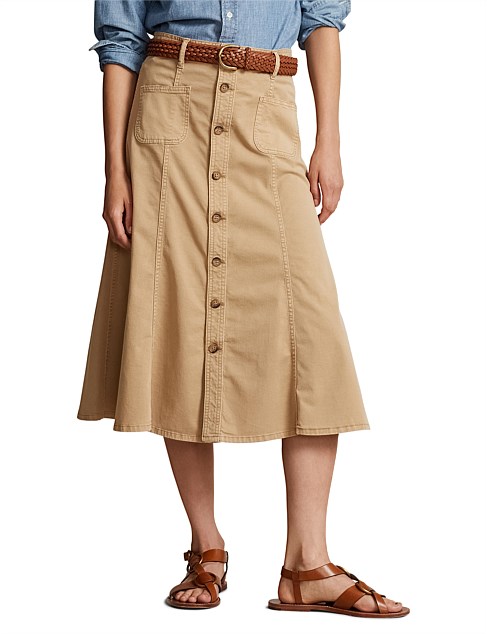 COTTON TWILL A-LINE SKIRT