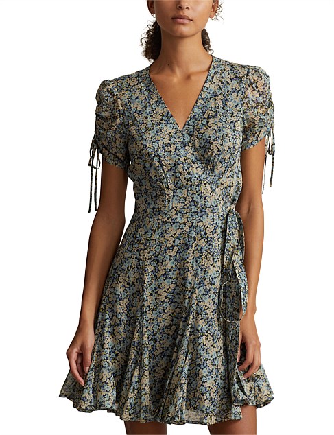 FLORAL WRAP MINI DRESS