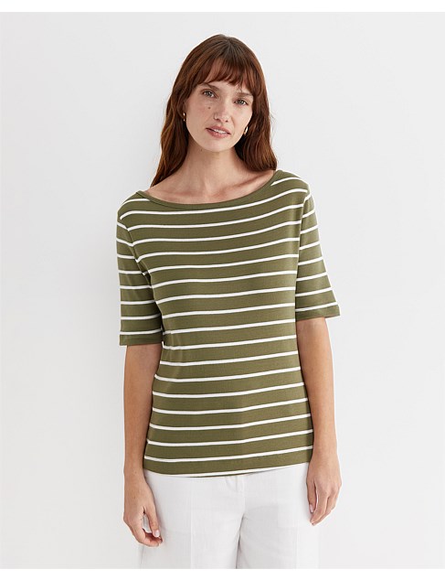 HEIDI BOAT NECK HALF SLEEVE TEE