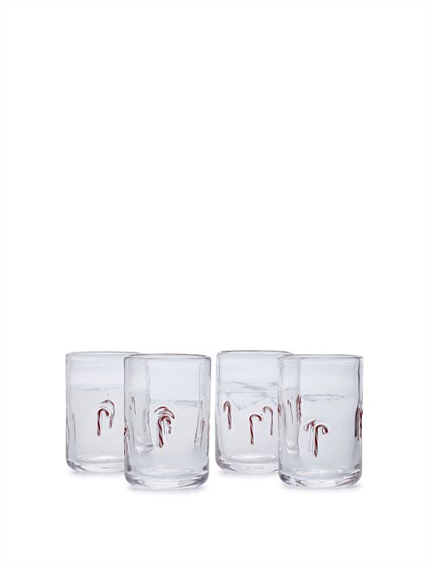 Candycane Soda Lime Tumbler Glasses Set of 4