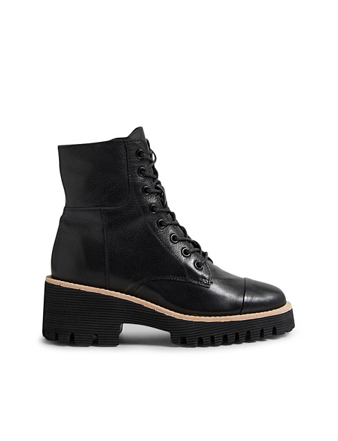 Dalan Black Leather Lace Up Boots