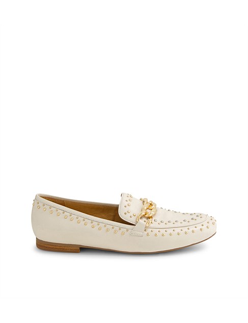 Gadra Cream Leather Loafers