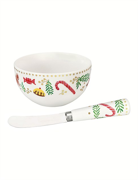 Nutcracker Dip Bowl and Pate Knife Set