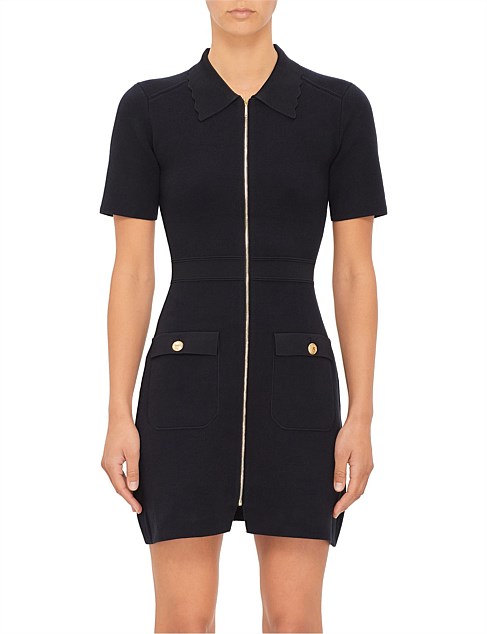 Zipped Detail Compact Knitted Dress