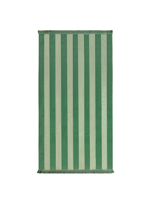 BURLEIGH GREEN STRIPE AUSTRALIAN COTTON BEACH TOWEL