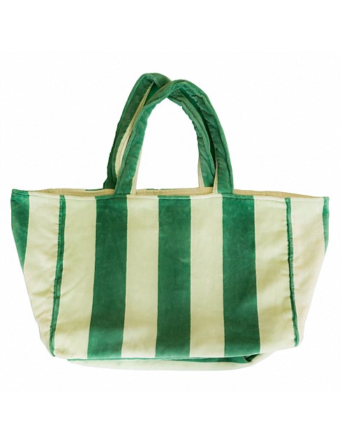 BURLEIGH GREEN STRIPE AUSTRALIAN COTTON BEACH BAG