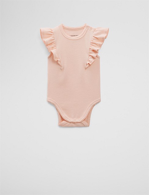 Organically Grown Cotton Rib Frill Bodysuit