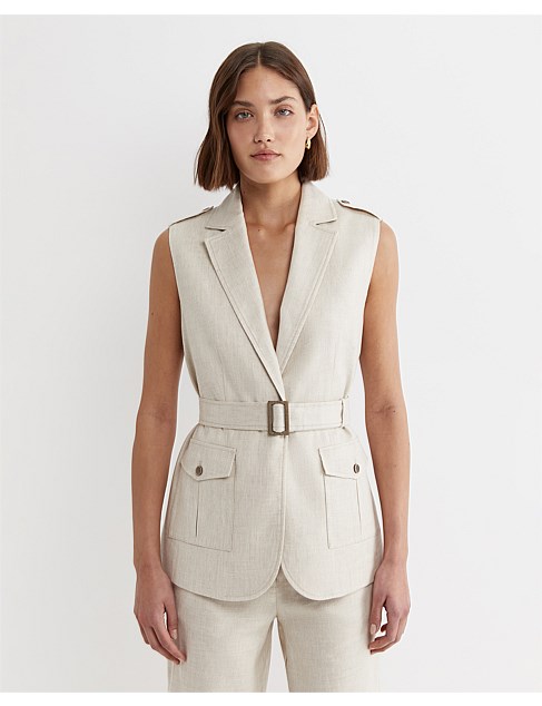 LENA LINEN SAFARI VEST