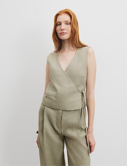 Organically Grown Linen Wrap Vest Top