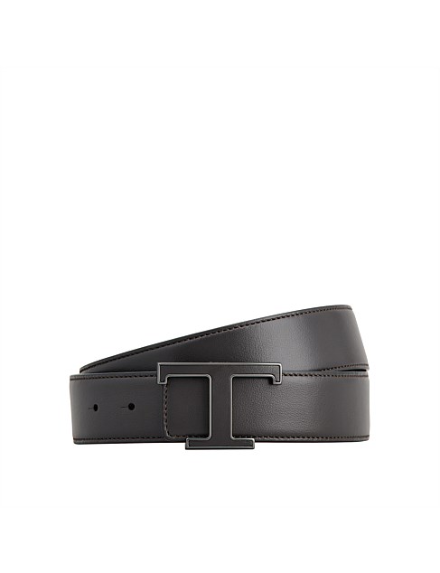 T TIMELESS REVERSIBLE BELT IN LEATHER