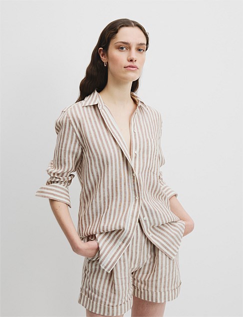 Organically Grown Linen Stripe Shirt