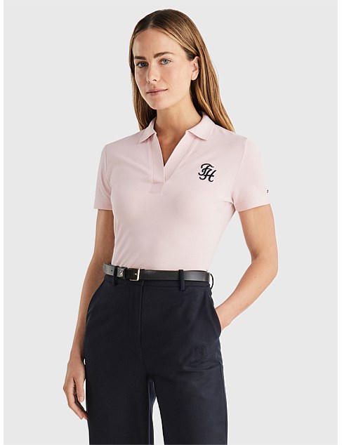 Slim Script Open Neck Polo