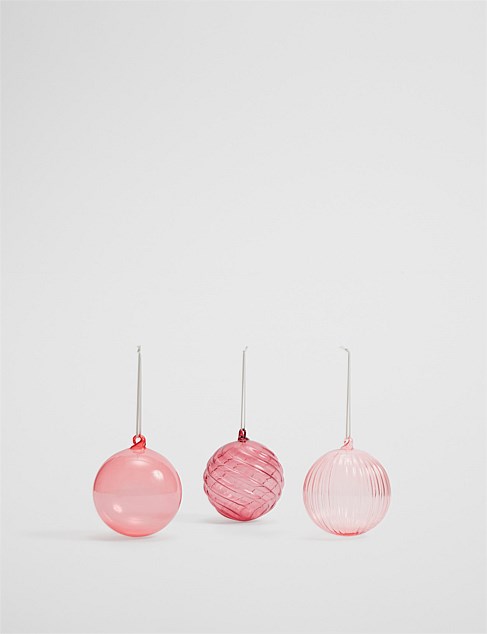 Glass Bauble Decoration Set of 3