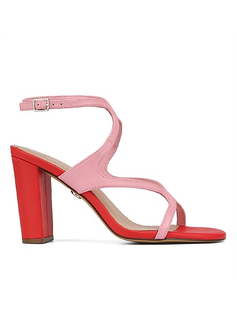 Radiance Pink and Red Leather Strappy Heel