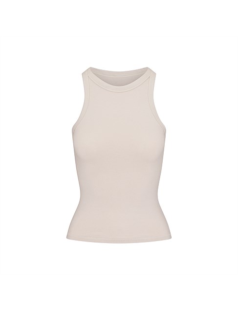 COTTON JERSEY HIGH NECK TANK