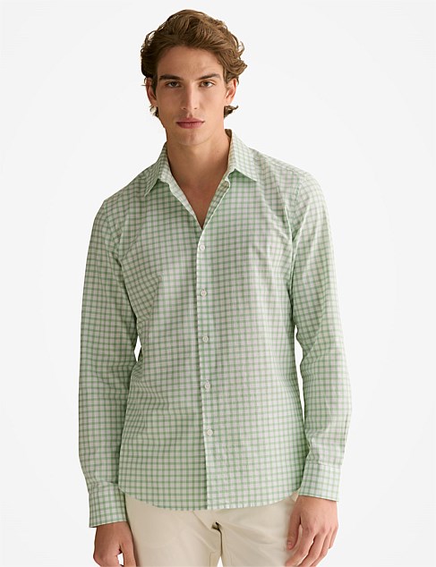 Tailored Fit Cotton Poplin Gingham Shirt